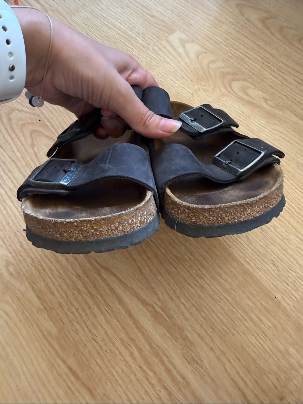 Birkenstock Arizona Sandals Black Oiled Leather Size 38 - Picture 4 of 6